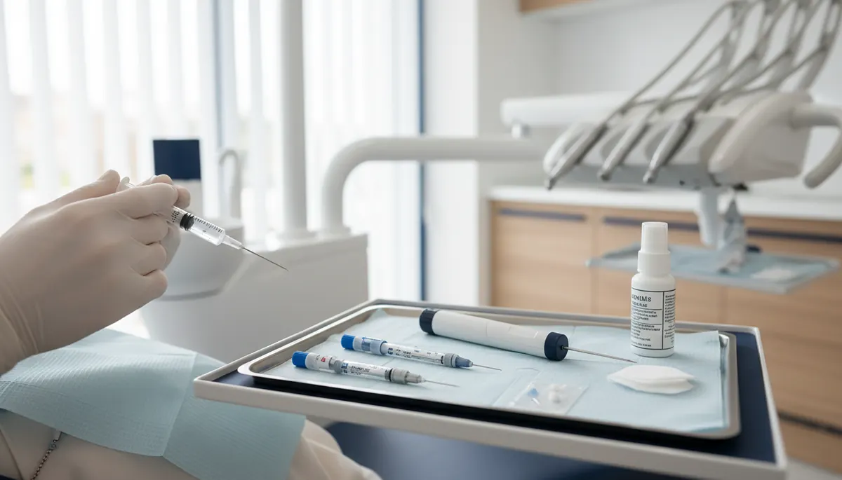 Seringă dentară cu anestezic articaină pregătită pentru infiltrație