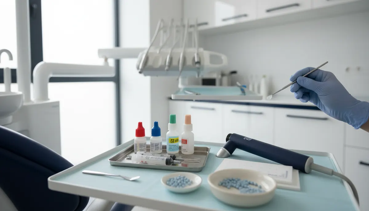 Detaliu clinic al aplicarii rasinii compozite in cadrul unei proceduri de bonding dentar