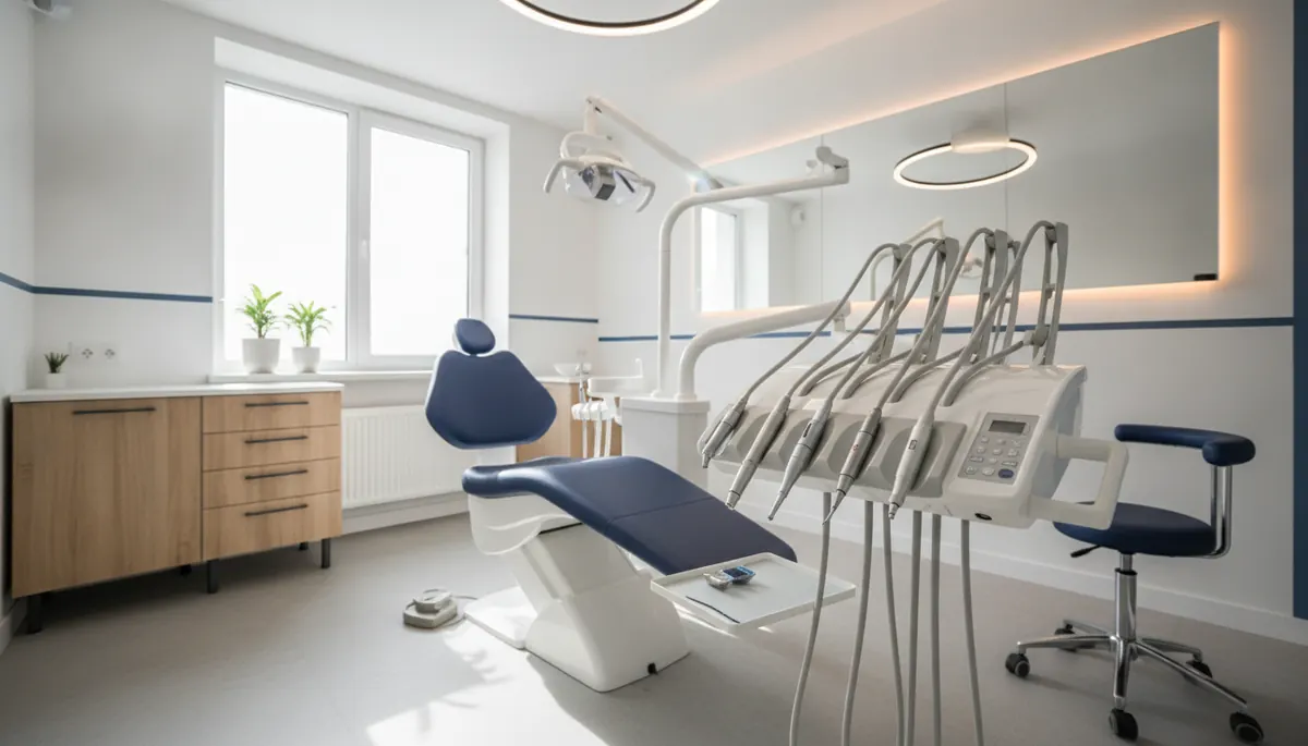 Instrument cu ultrasunete pregătit pentru un detartraj profesional într-un cabinet stomatologic din Iași, pe câmp steril