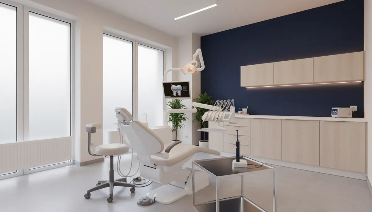 Periuța de dinți electrică pe masa de consultație, lângă modelul dentar, la Anghele Dental Iași