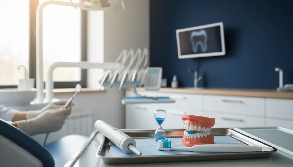 Demonstrație de periaj cu periuța de dinți electrică pe model dentar la Anghele Dental Iași