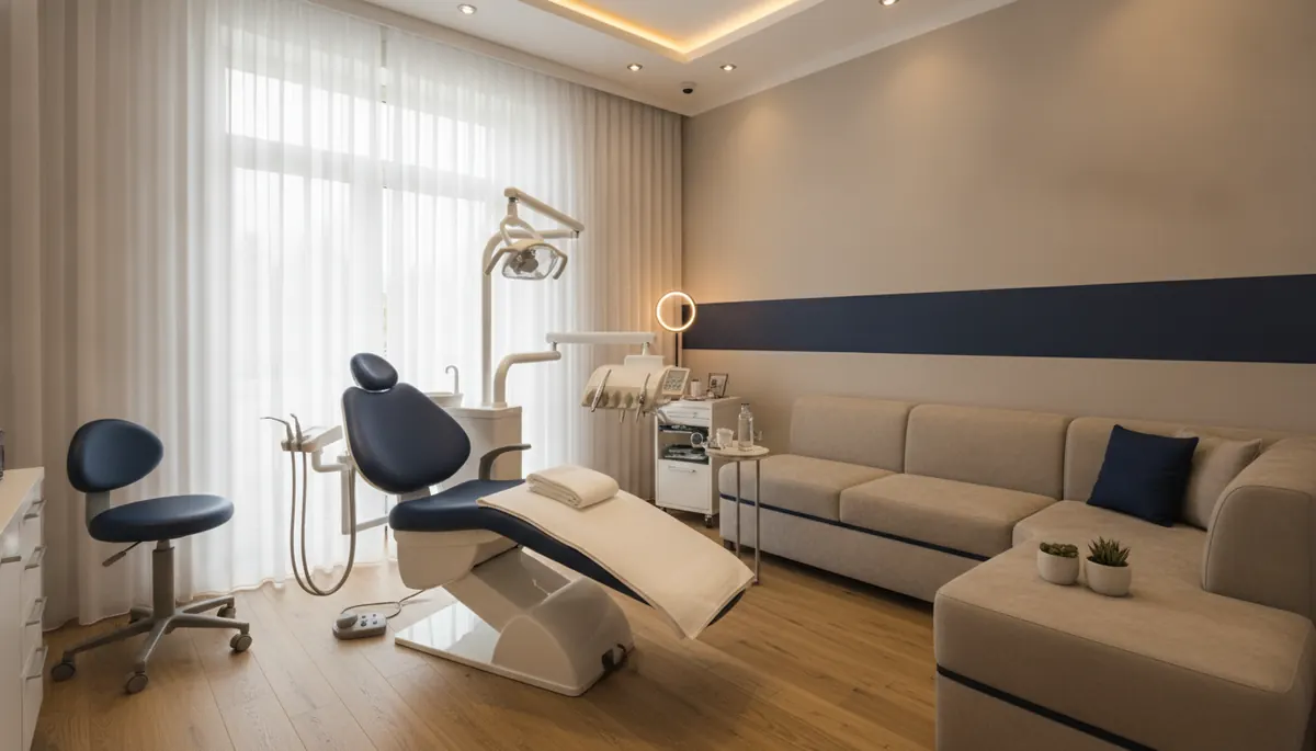 Pacient la un control după operația de implant dentar, gingie în curs de vindecare